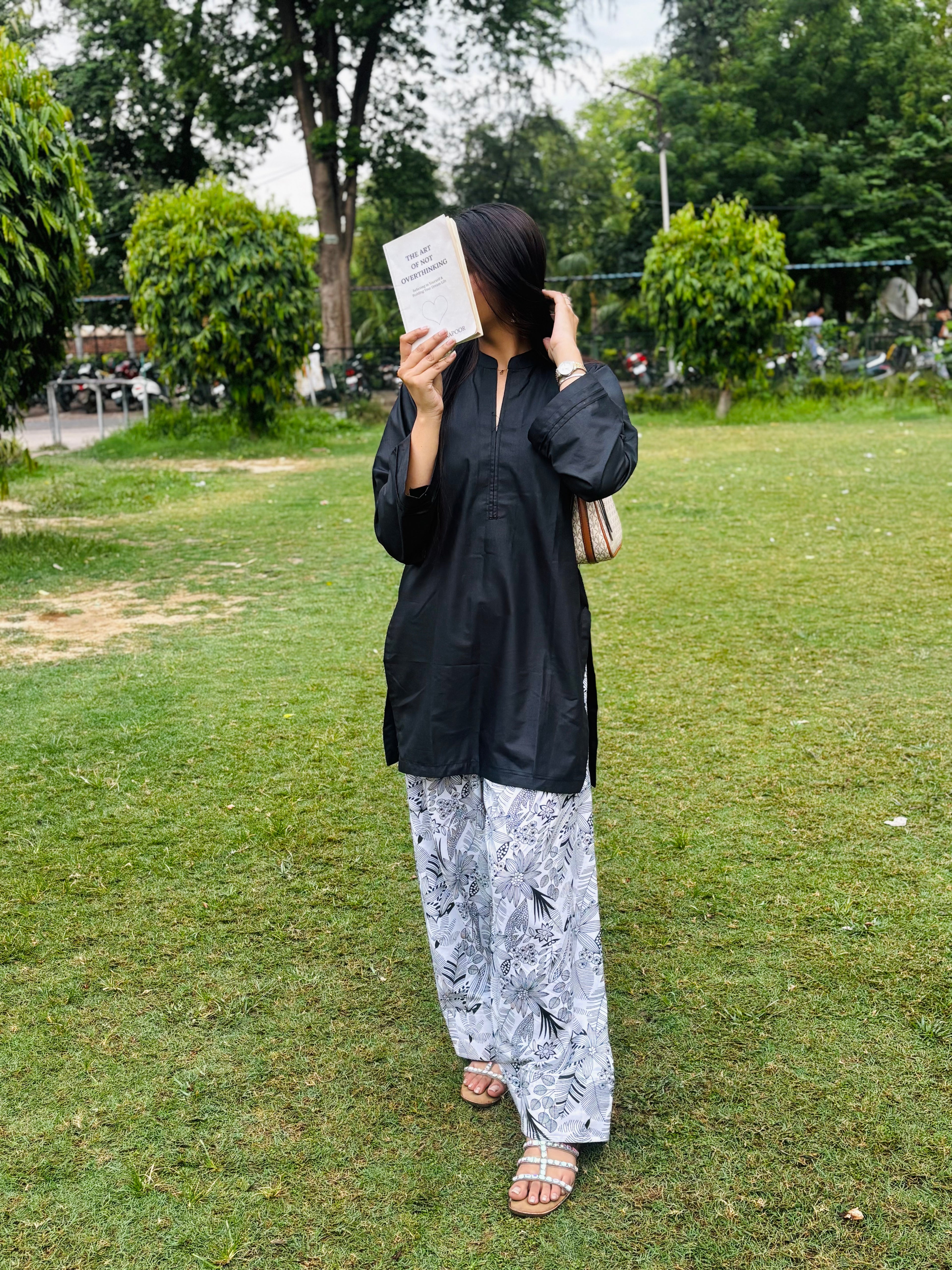 Black Kurta with Printed Farsi Salwar Set