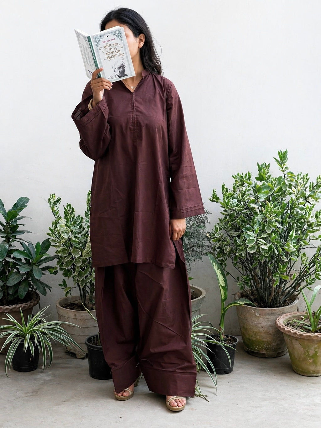Chocolate Brown Farsi Salwar Co-ord Set