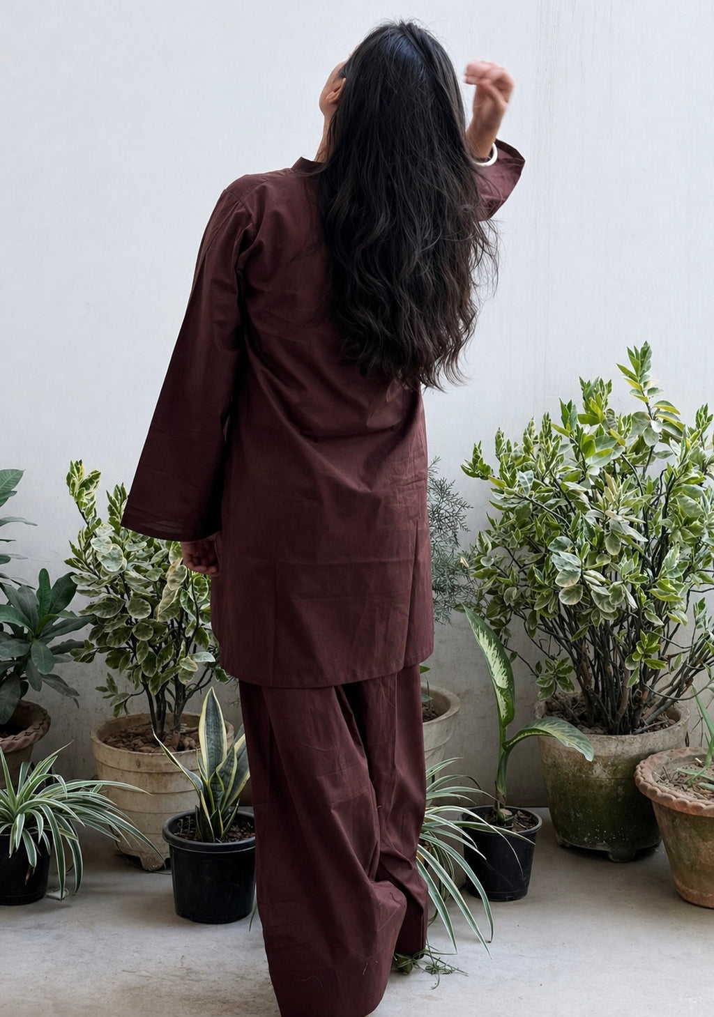 Chocolate Brown Farsi Salwar Co-ord Set