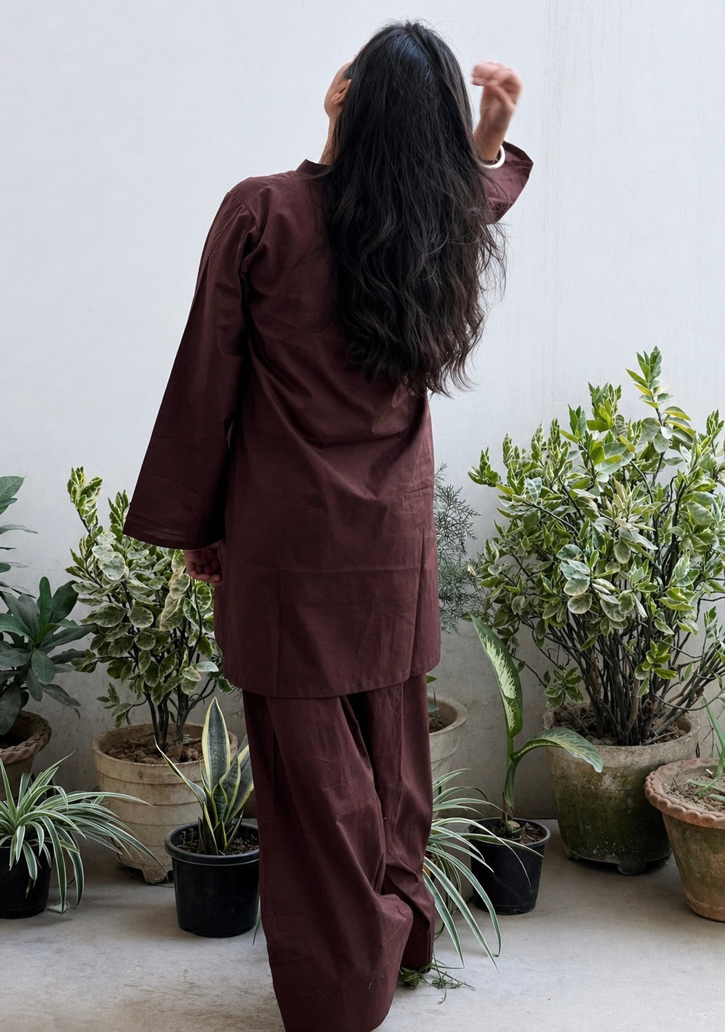 Chocolate Brown Farsi Salwar Co-ord Set