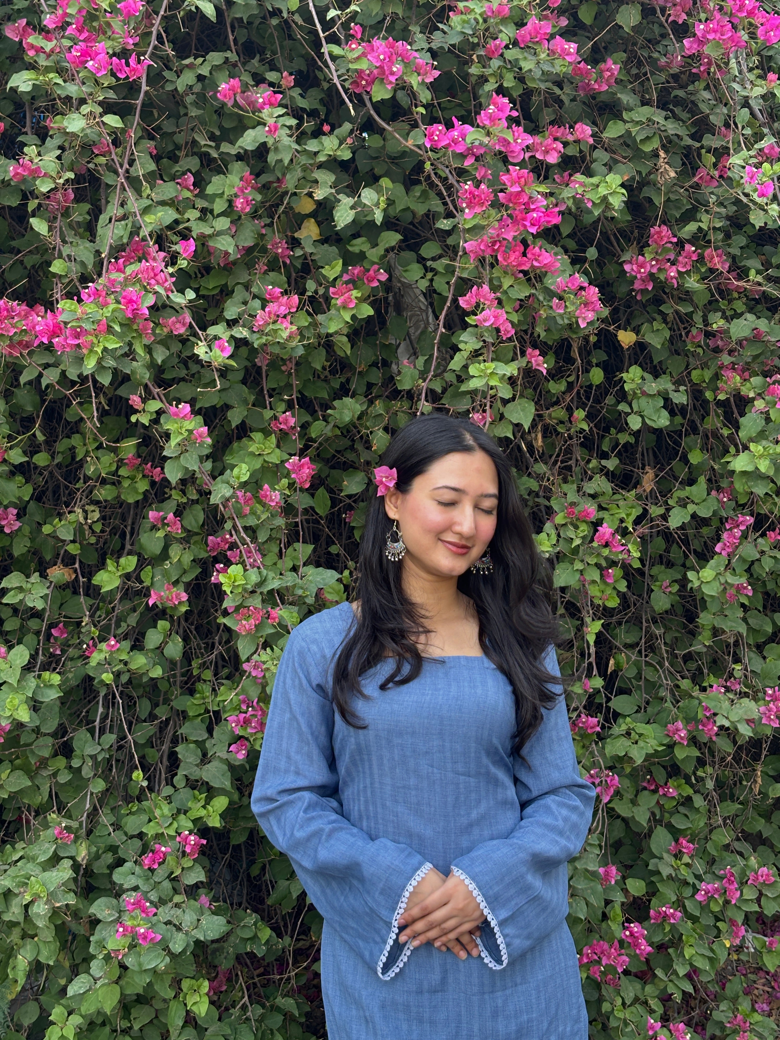 Cloudy Blue Corset Style Short Kurti