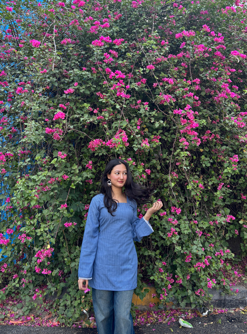 Cloudy Blue Corset Style Short Kurti