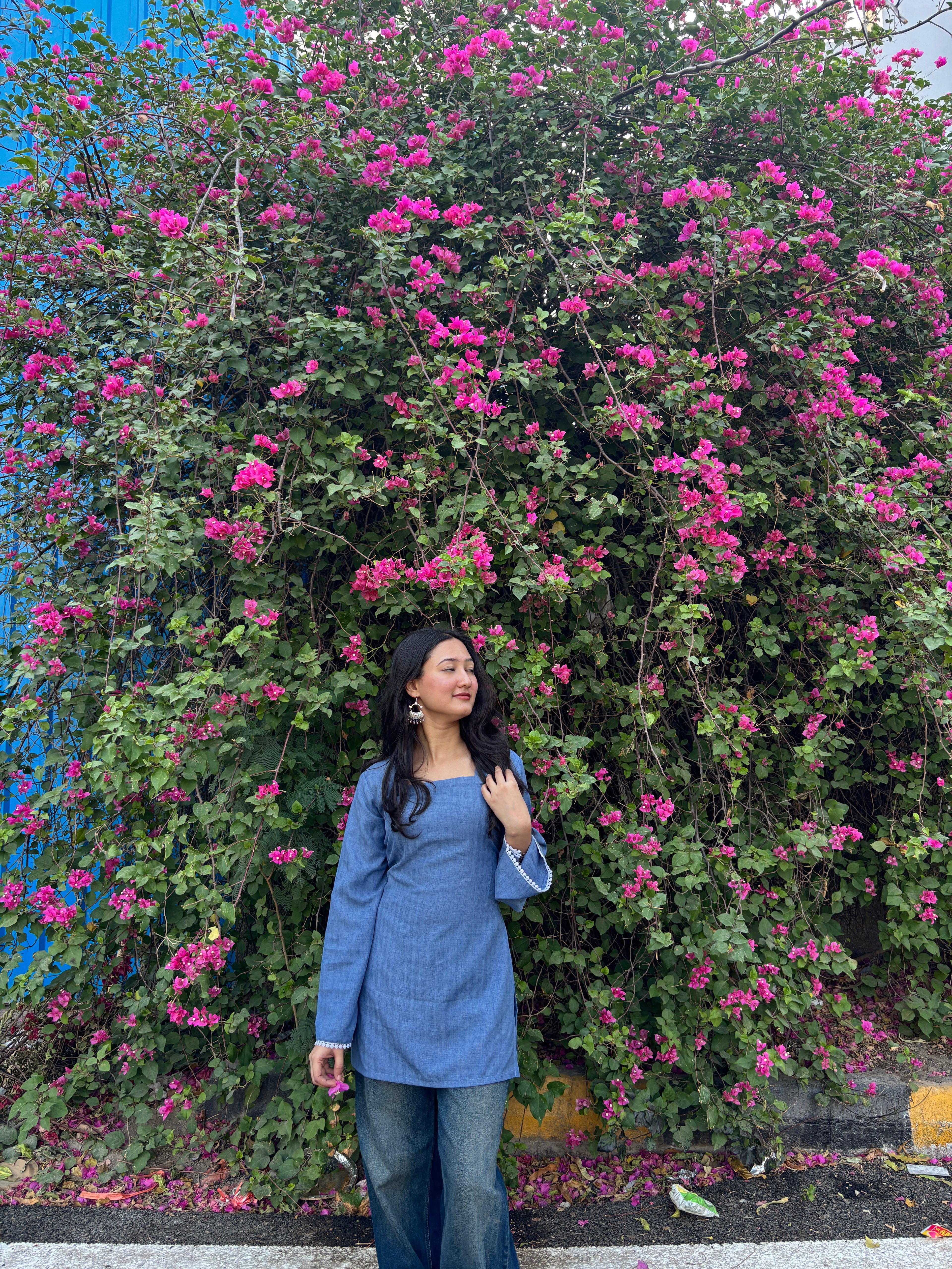 Cloudy Blue Corset Style Short Kurti