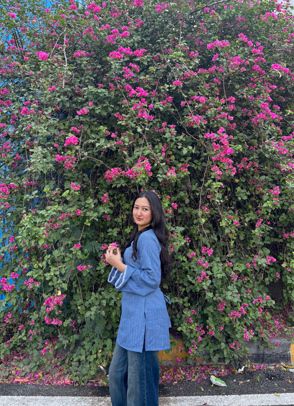Cloudy Blue Corset Style Short Kurti