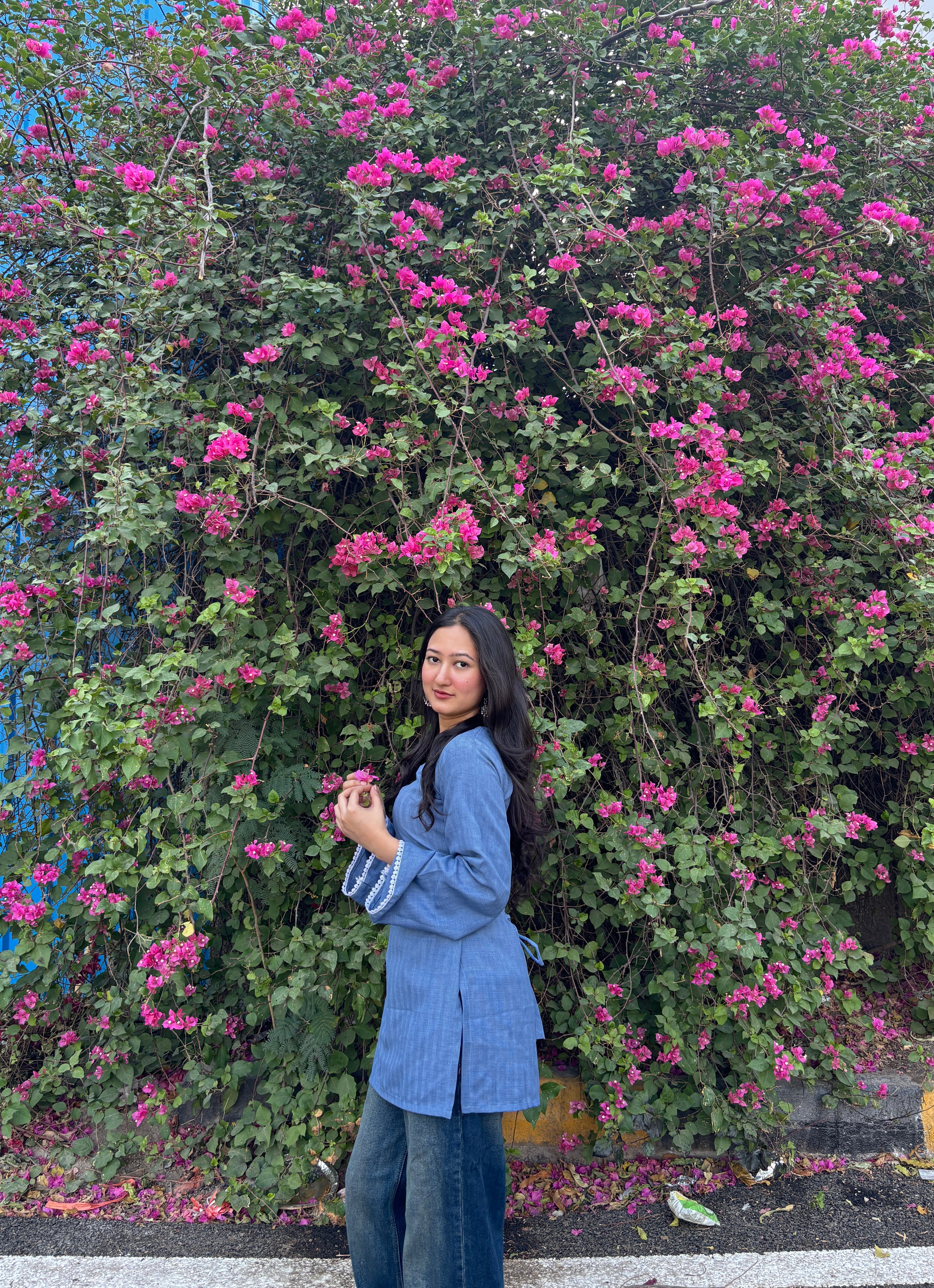 Cloudy Blue Corset Style Short Kurti