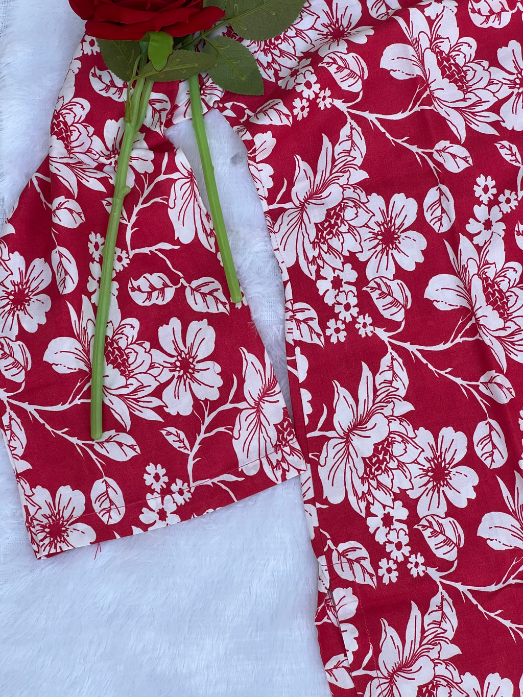 Crimson Pink Floral Printed Short Kurti