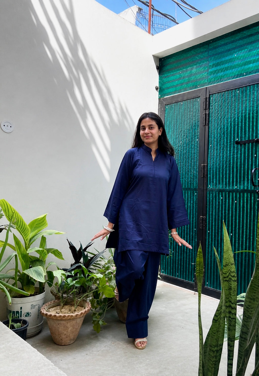 Dark Navy Blue Farsi Salwar Co-ord Set