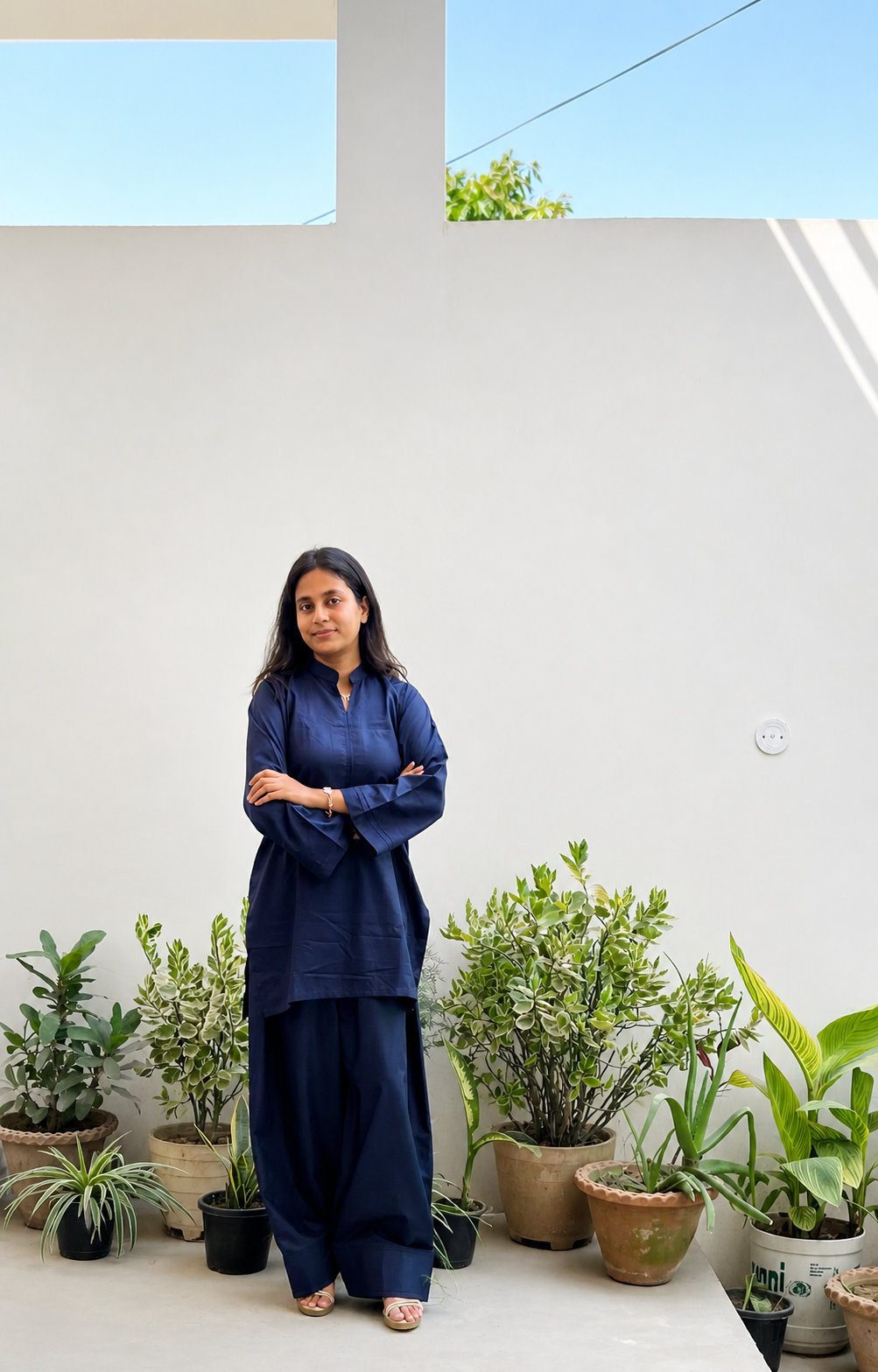 Dark Navy Blue Farsi Salwar Co-ord Set