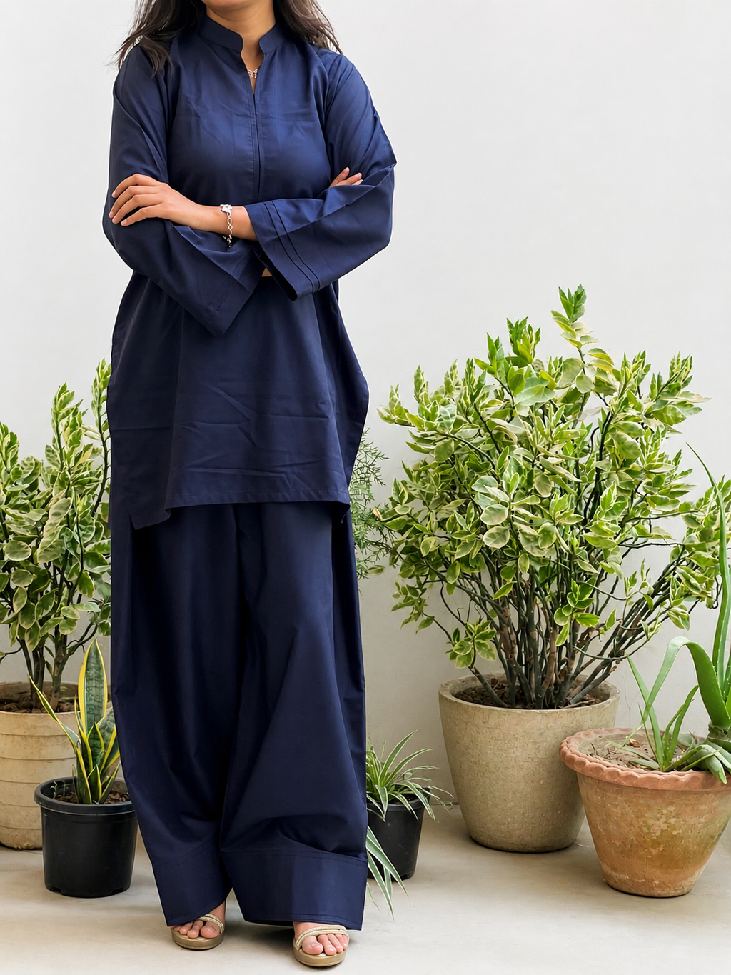 Dark Navy Blue Farsi Salwar Co-ord Set