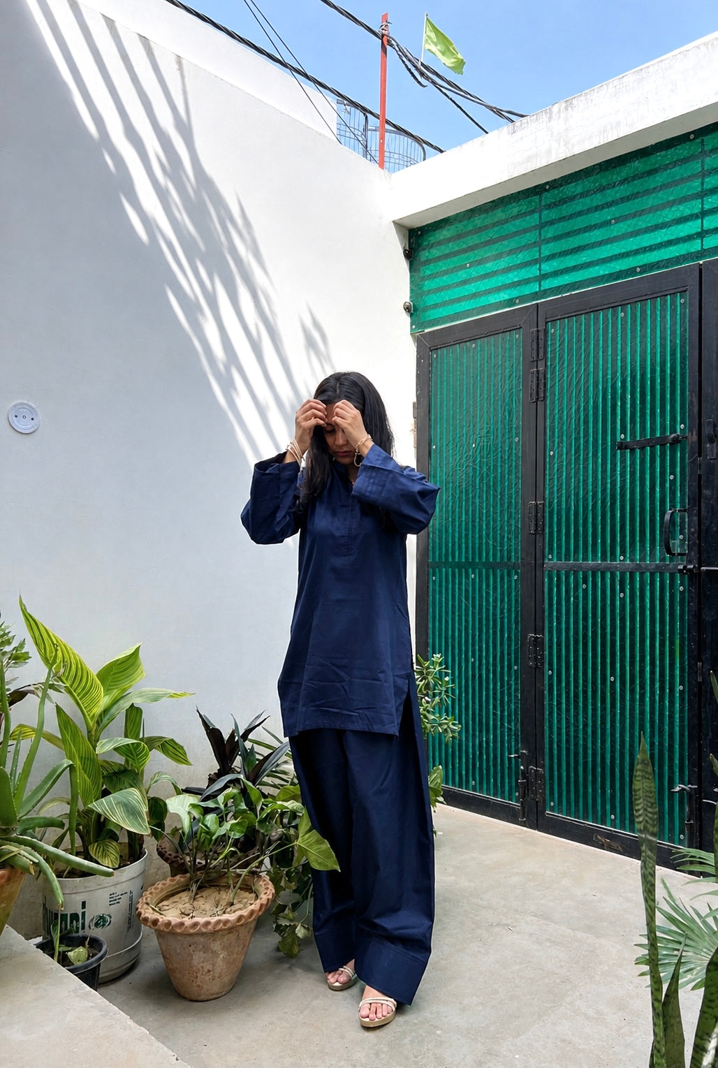 Dark Navy Blue Farsi Salwar Co-ord Set
