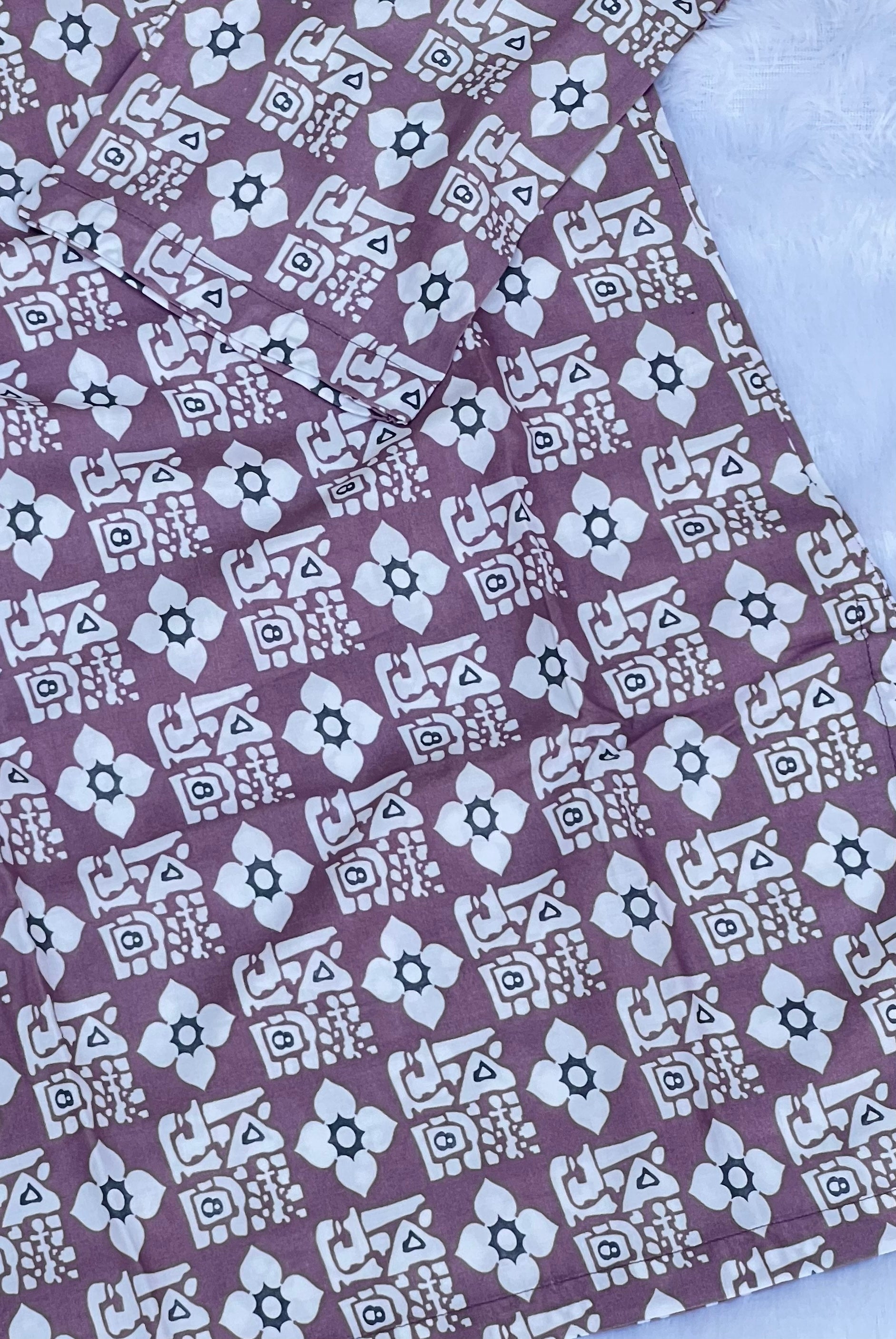 Dusty Mauve Floral Printed Short Kurti