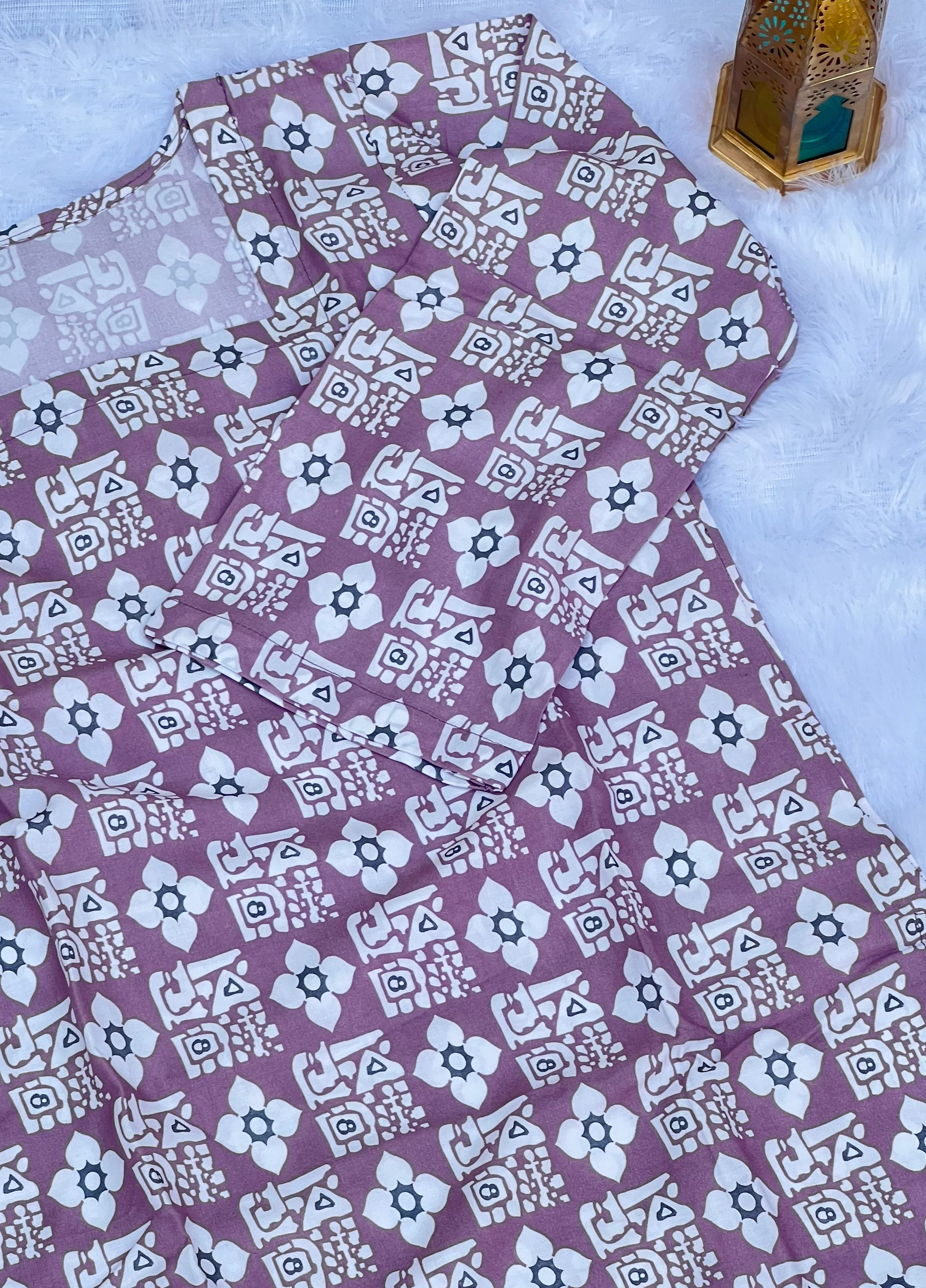 Dusty Mauve Floral Printed Short Kurti