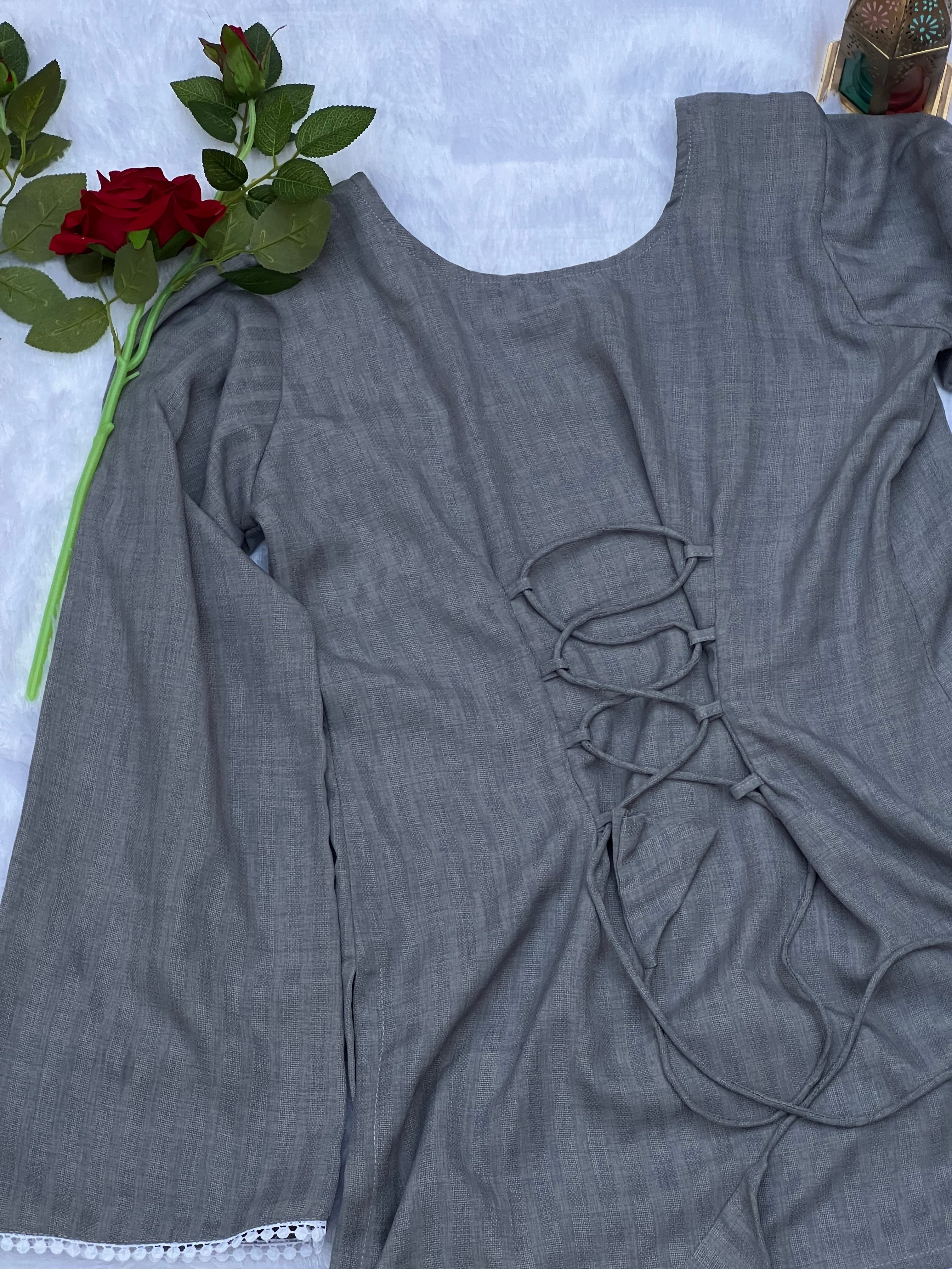 Grey Corset Style Short Kurti