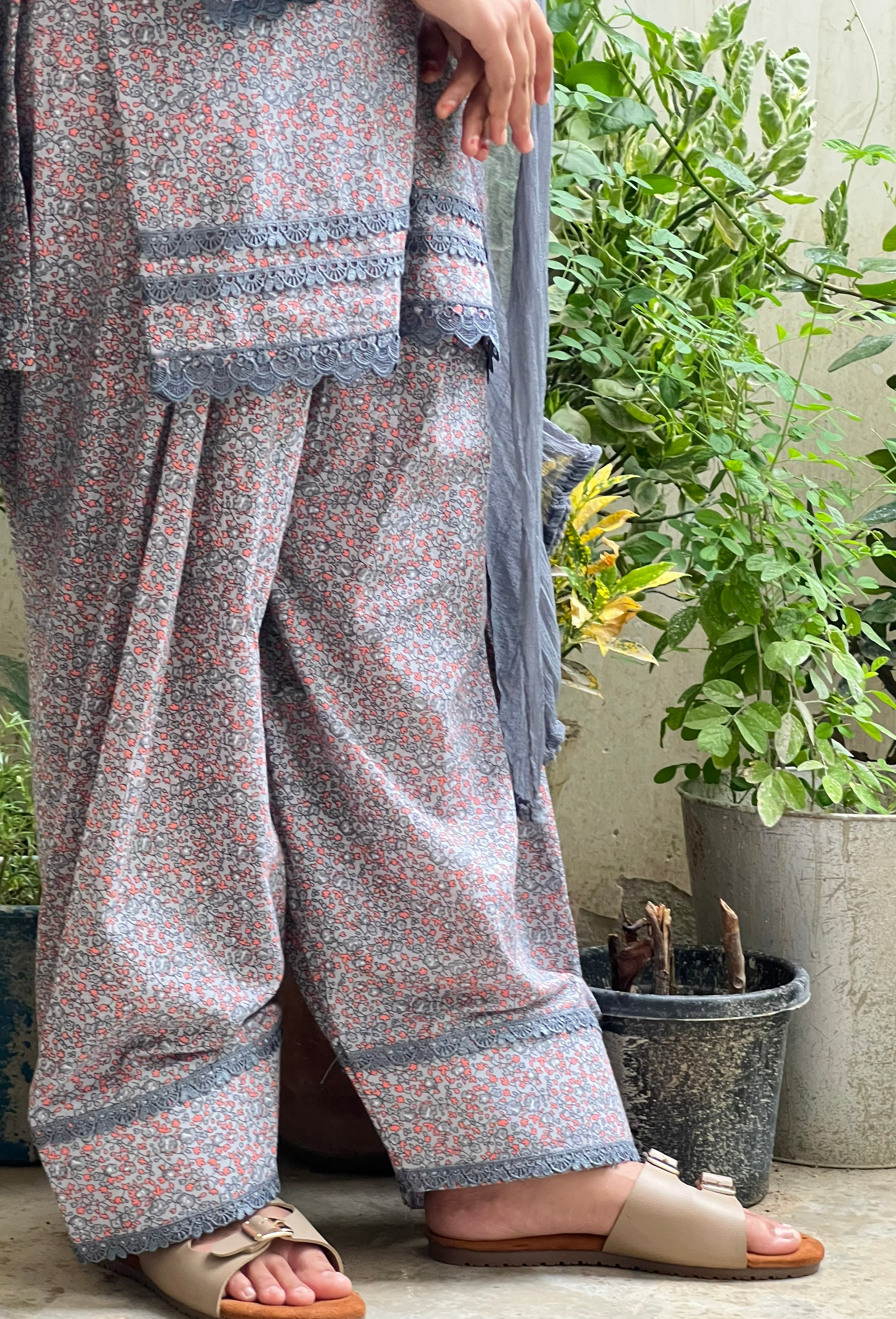 Grey Printed Farsi Salwar Set