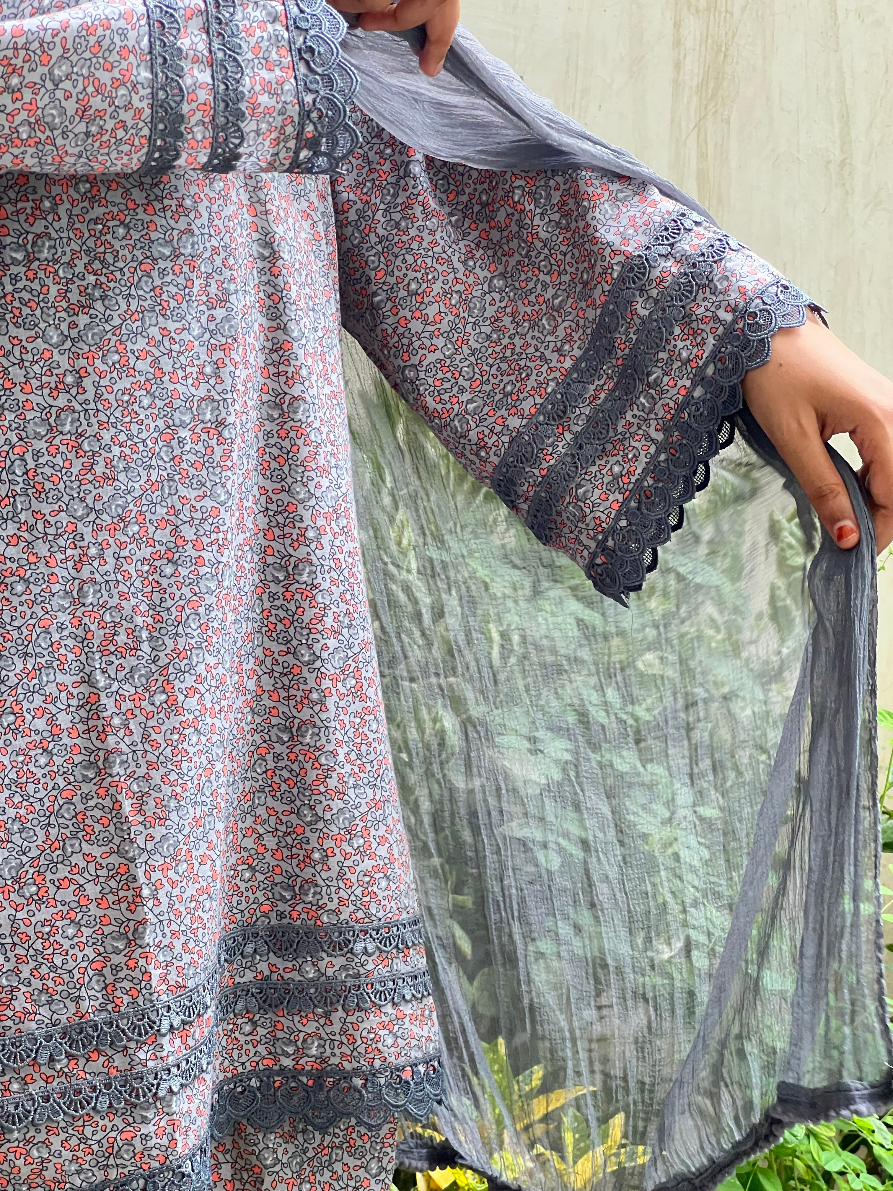 Grey Printed Farsi Salwar Set