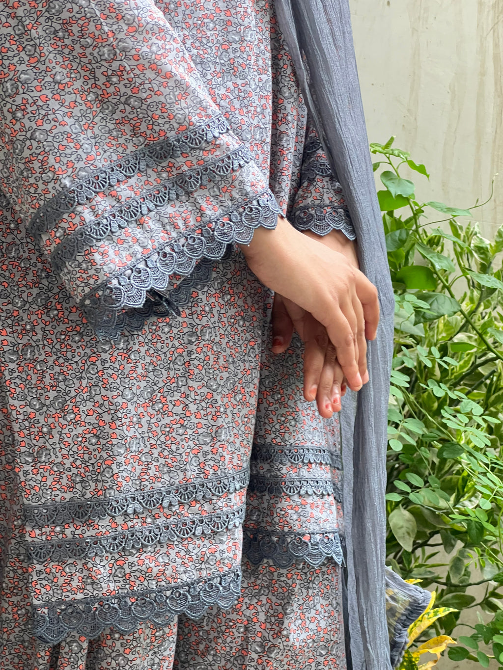 Grey Printed Farsi Salwar Set