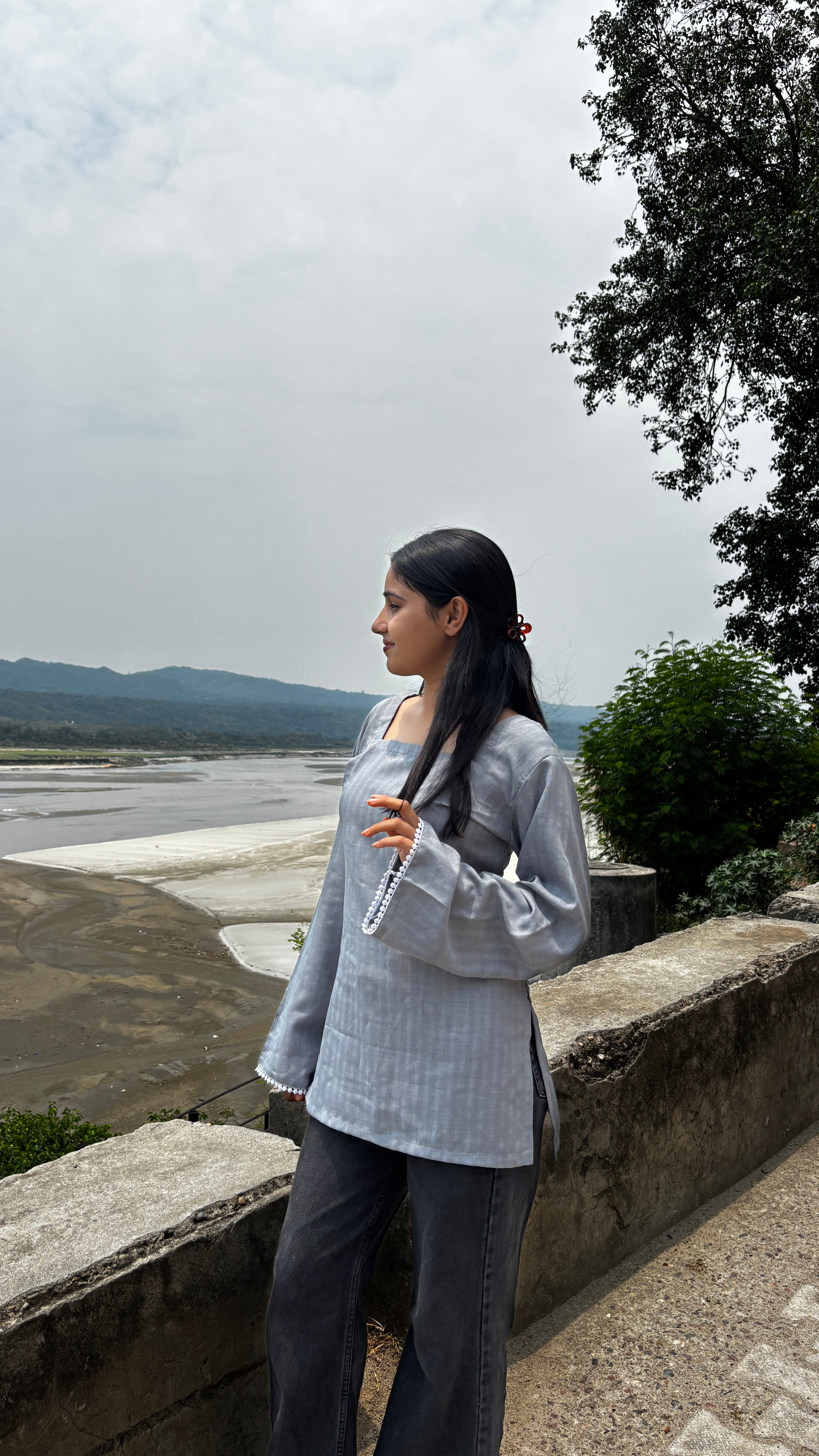 Grey Corset Style Short Kurti