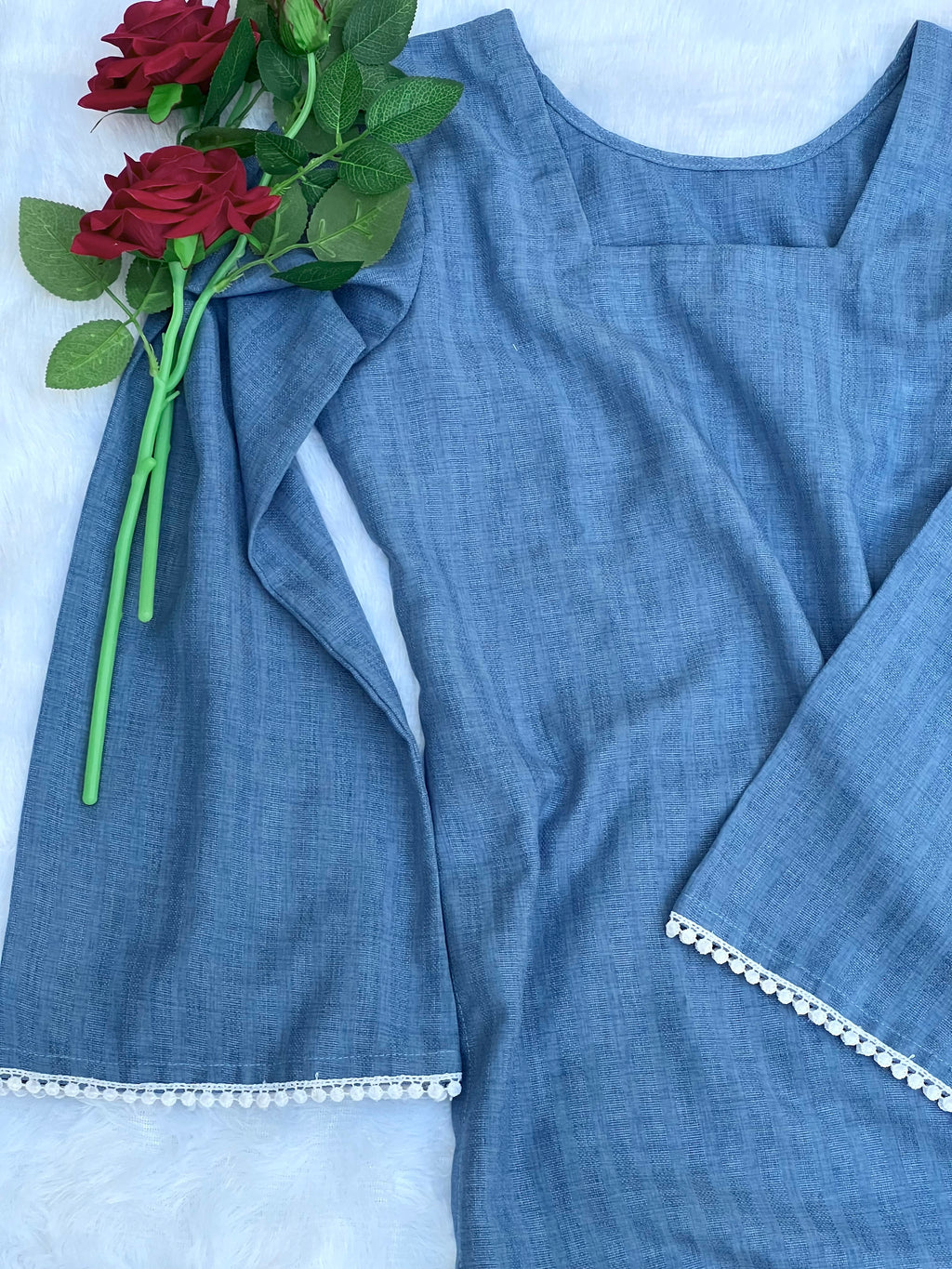 Cloudy Blue Corset Style Short Kurti