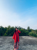 Maroon Kurta with Floral Printed Farsi Salwar Set