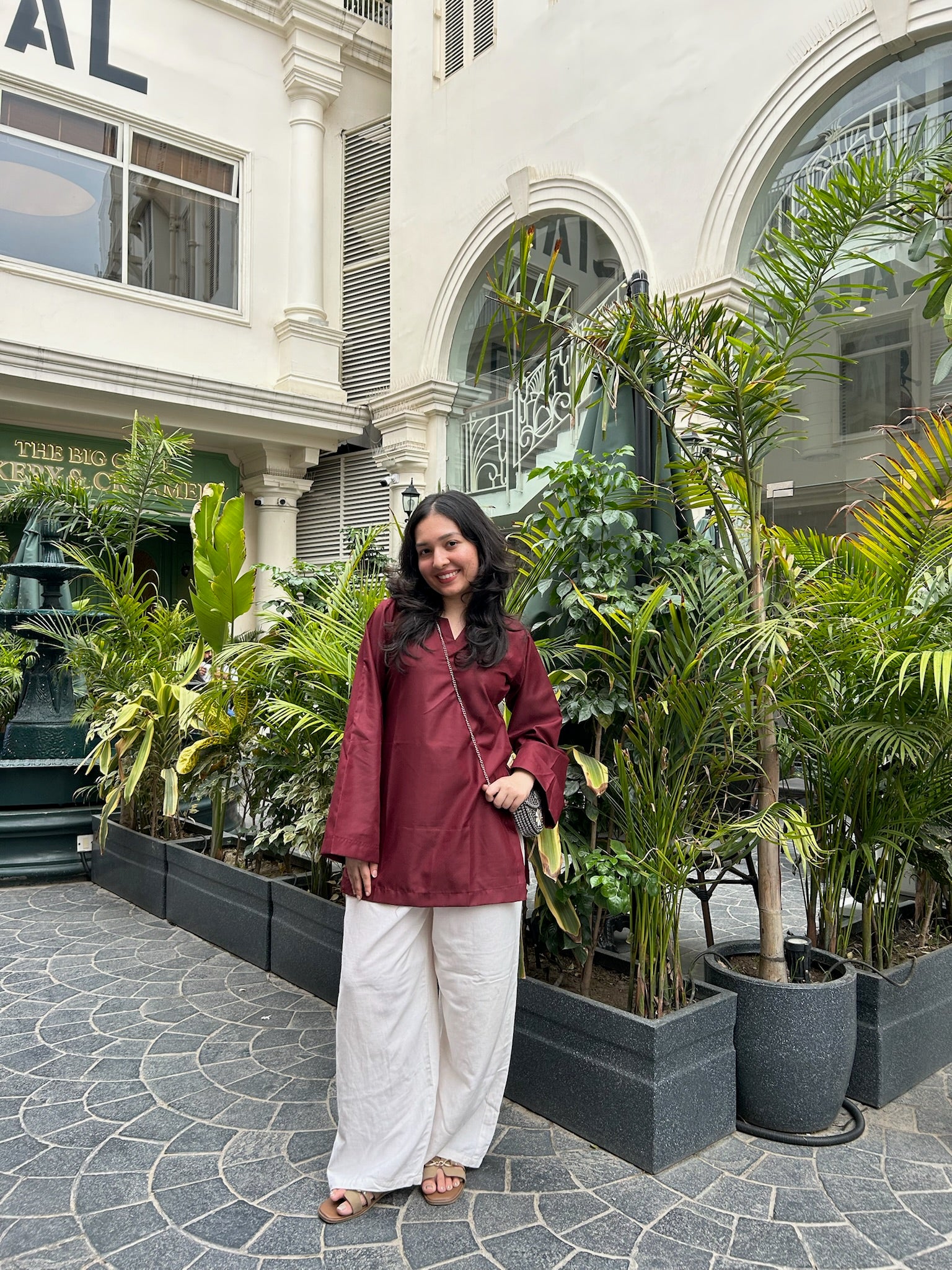 Maroon V-Neck Style Short Kurti