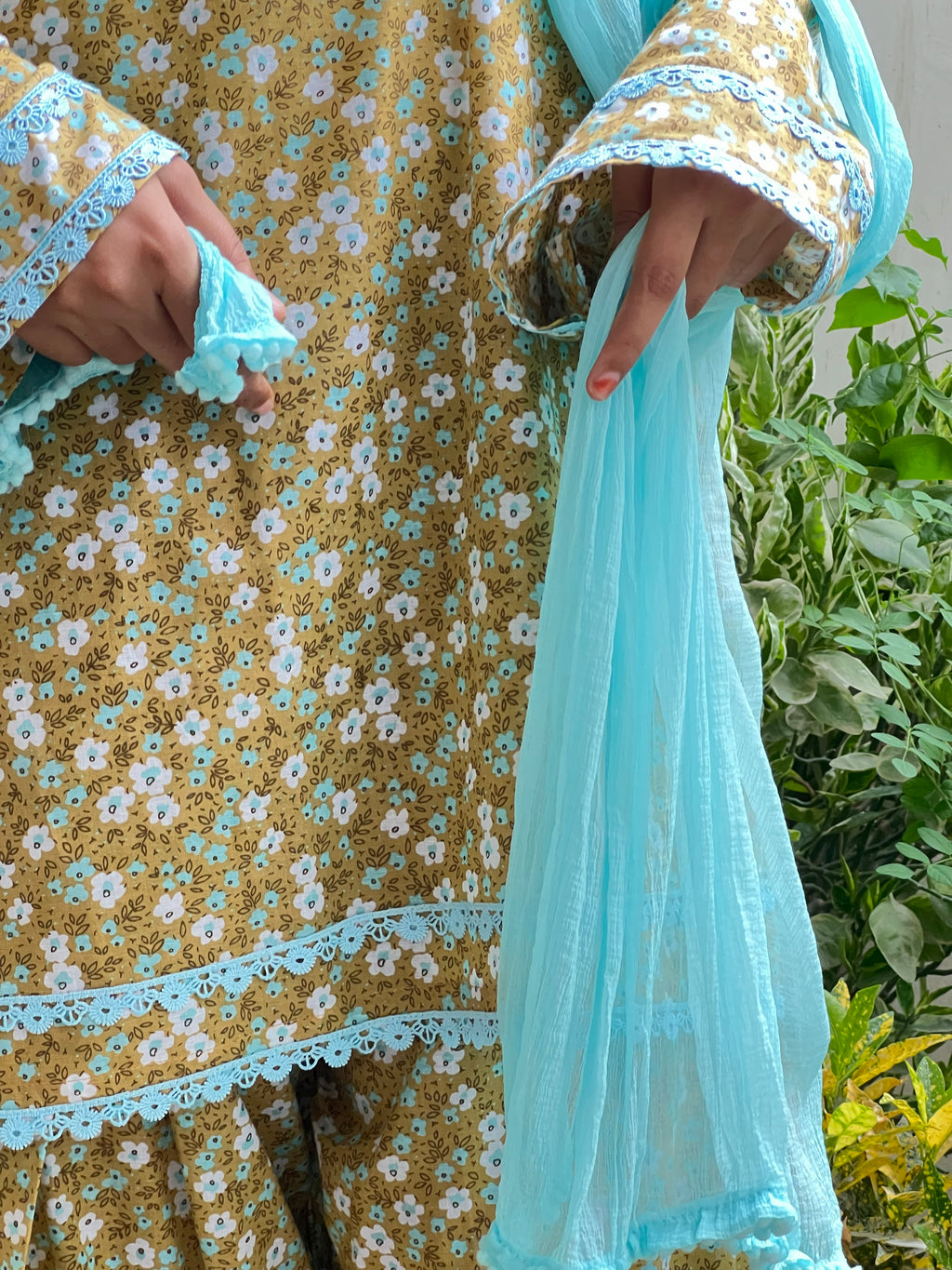 Mustard Printed Farsi Salwar Set