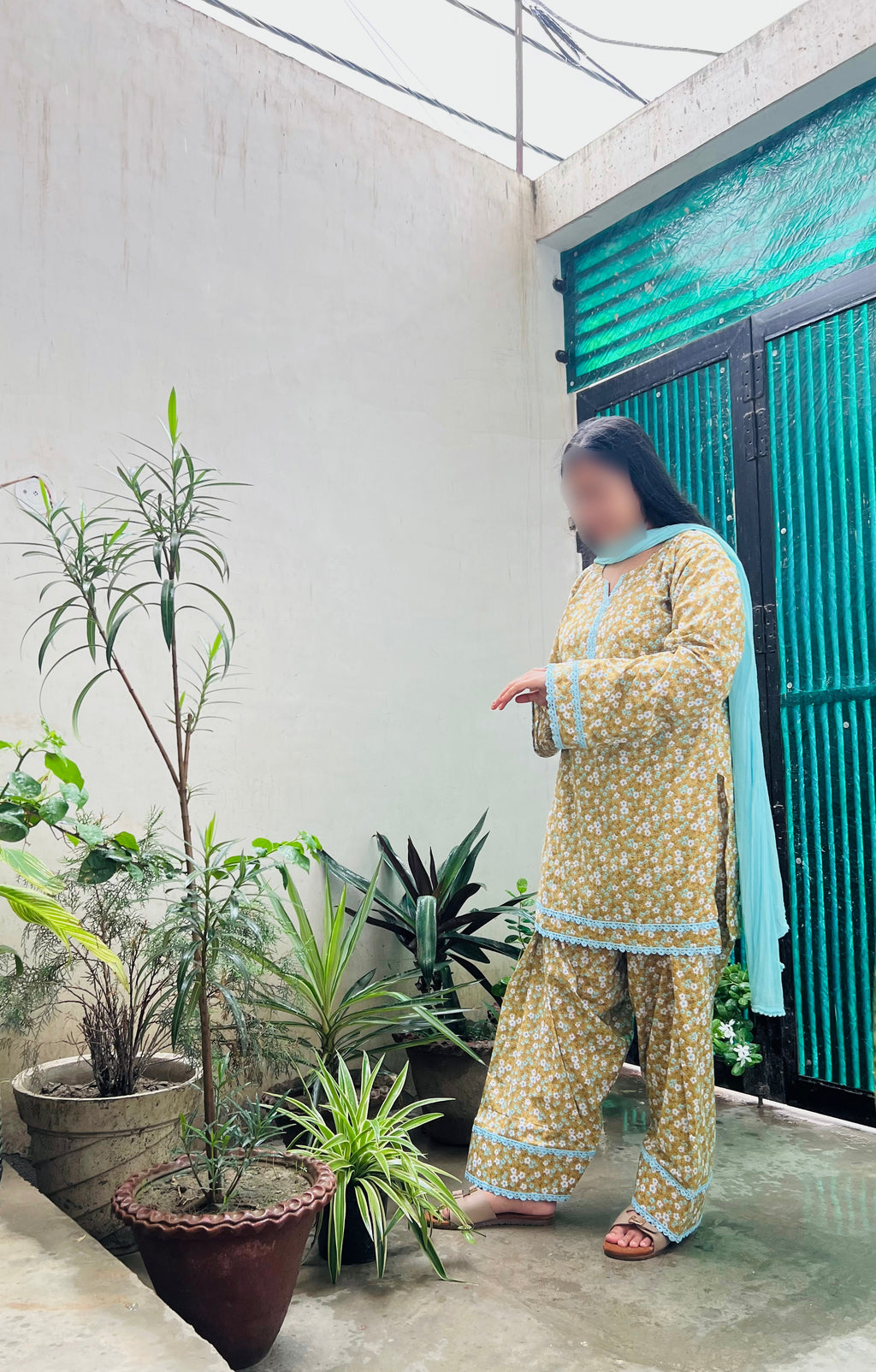 Mustard Printed Farsi Salwar Set
