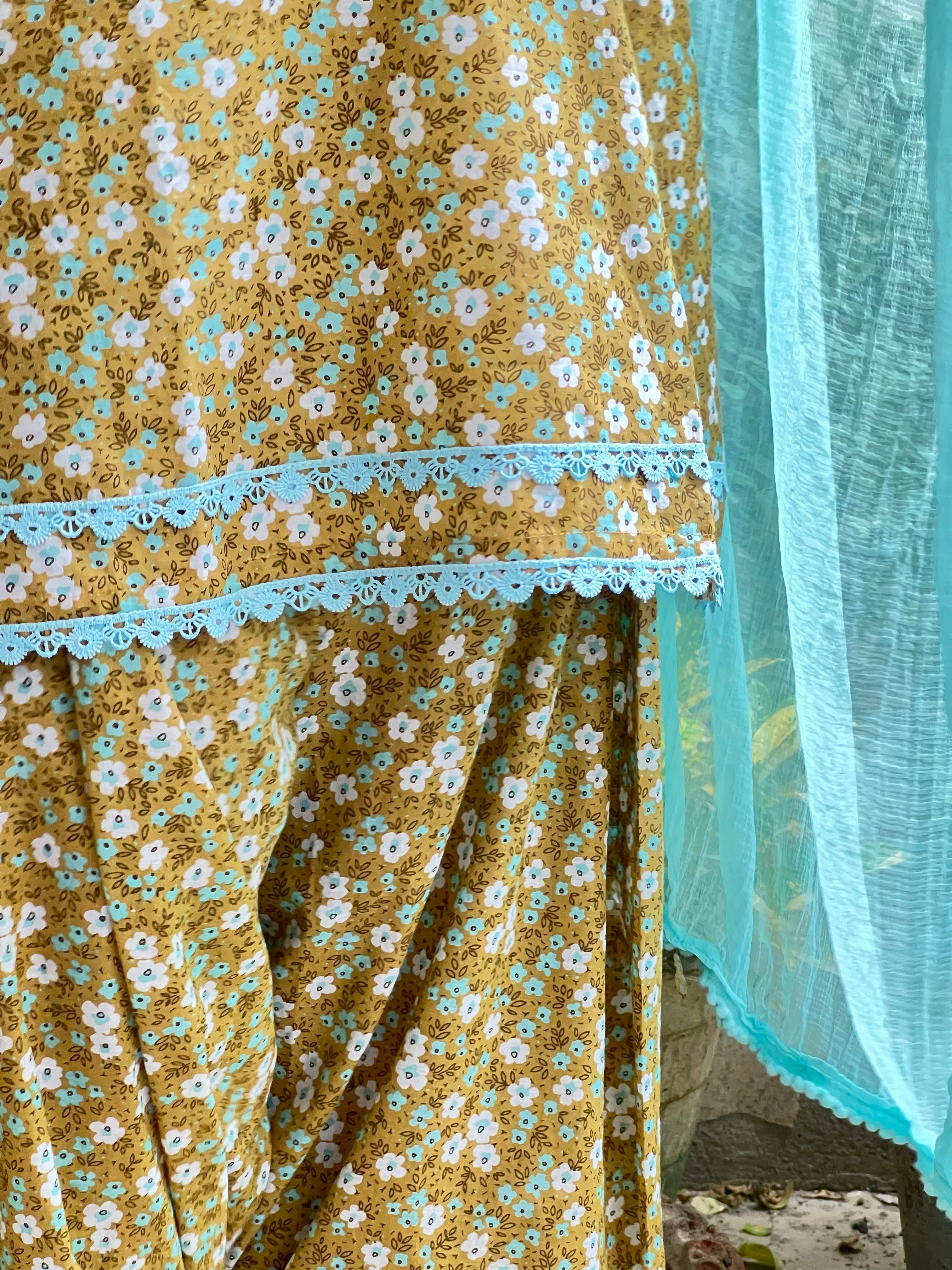 Mustard Printed Farsi Salwar Set