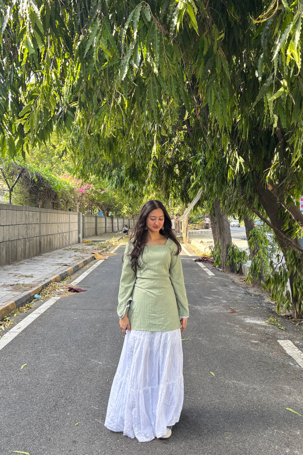 Olive Green Corset Style Short Kurti