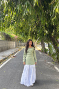 Olive Green Corset Style Short Kurti