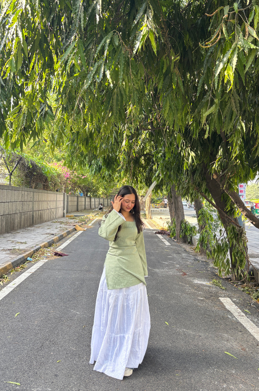 Olive Green Corset Style Short Kurti