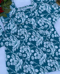 Peacock Blue Floral Printed Short Kurti