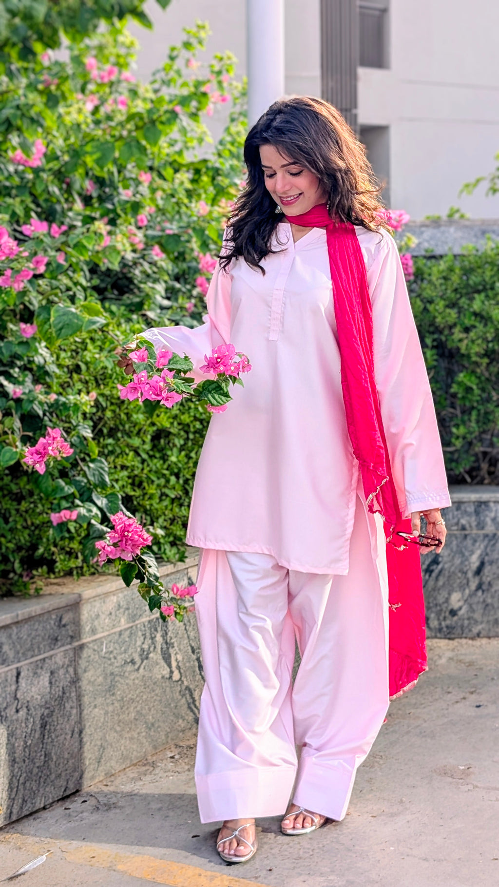 Pink Farsi Salwar set with Dupatta