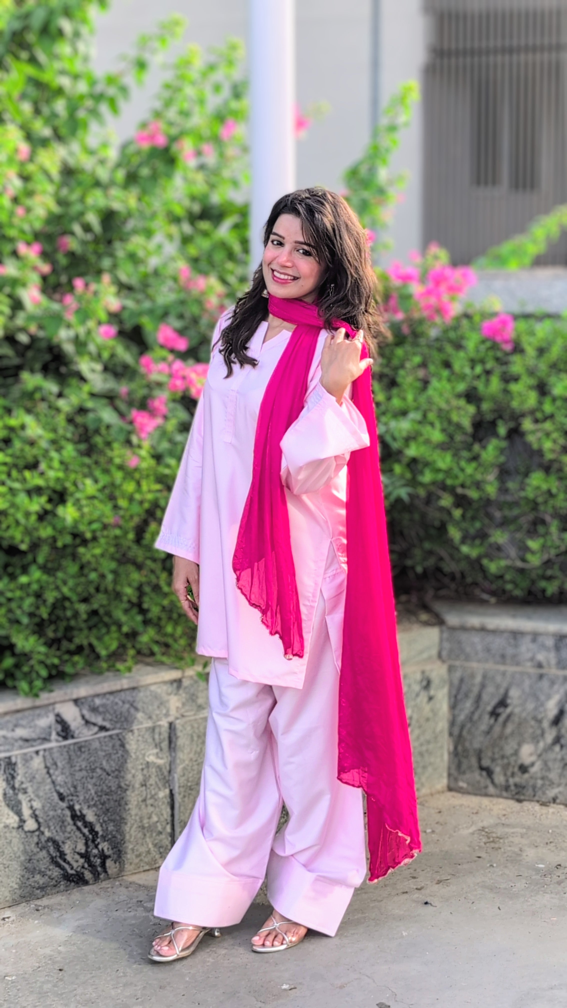 Pink Farsi Salwar set with Dupatta