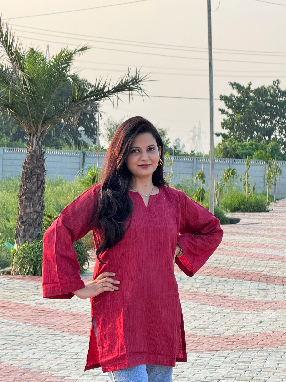 Gulposh V-Neck Style Short Kurti