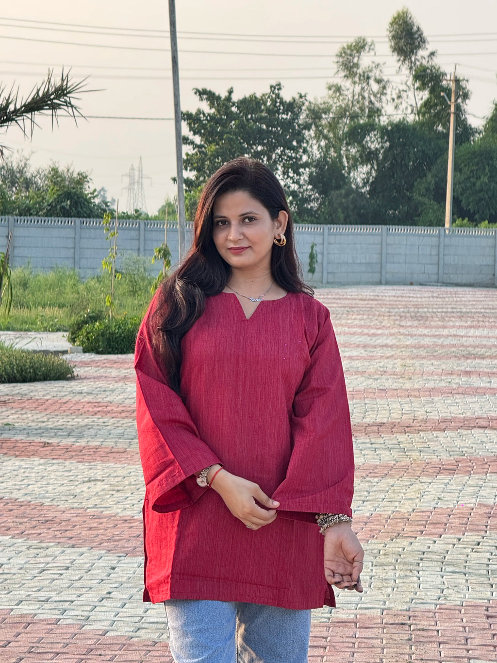Gulposh V-Neck Style Short Kurti