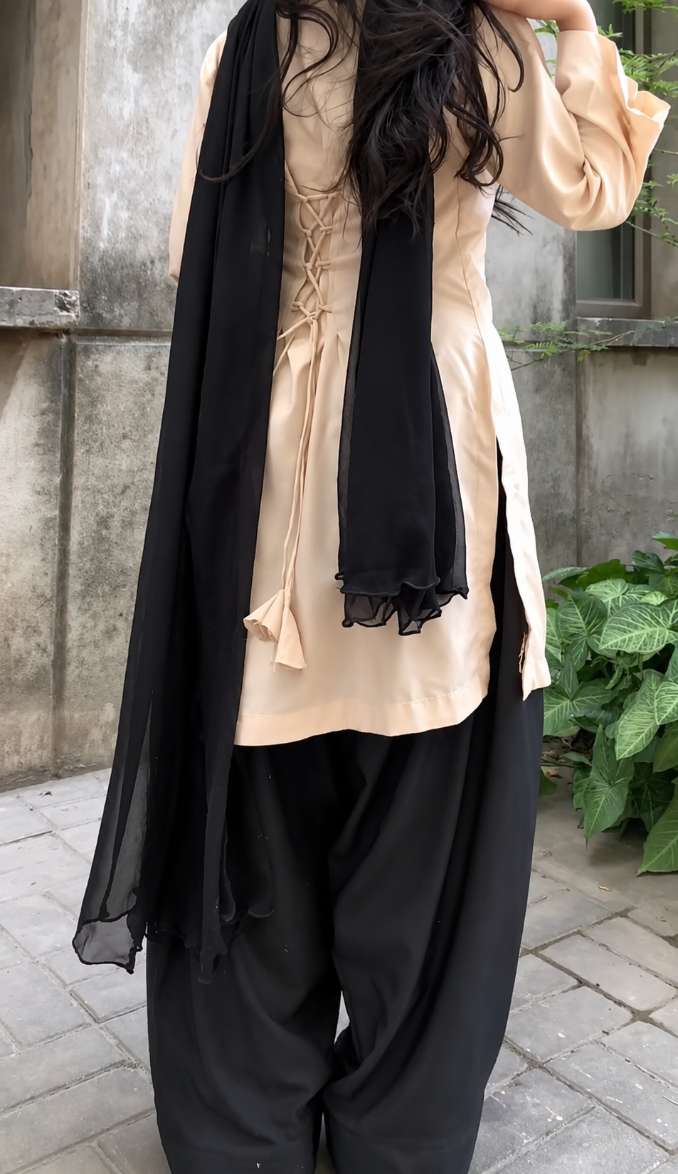 Vanilla Cream Farsi Set with Dupatta