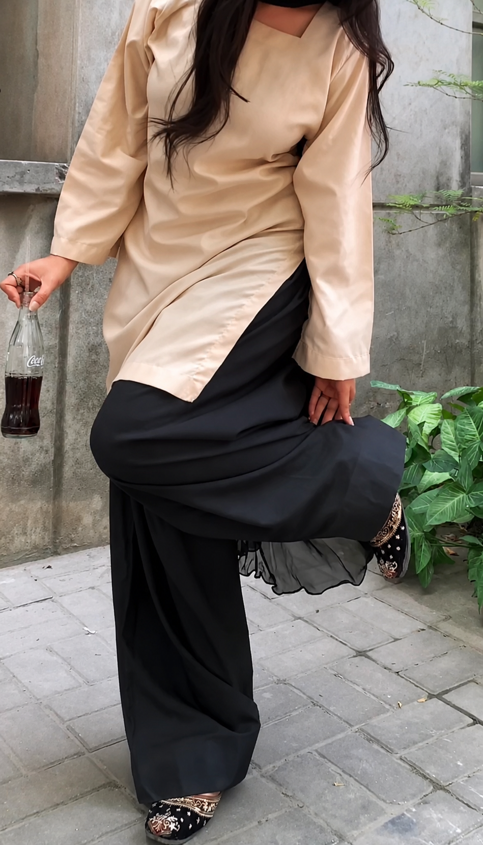 Vanilla Cream Farsi Set with Dupatta