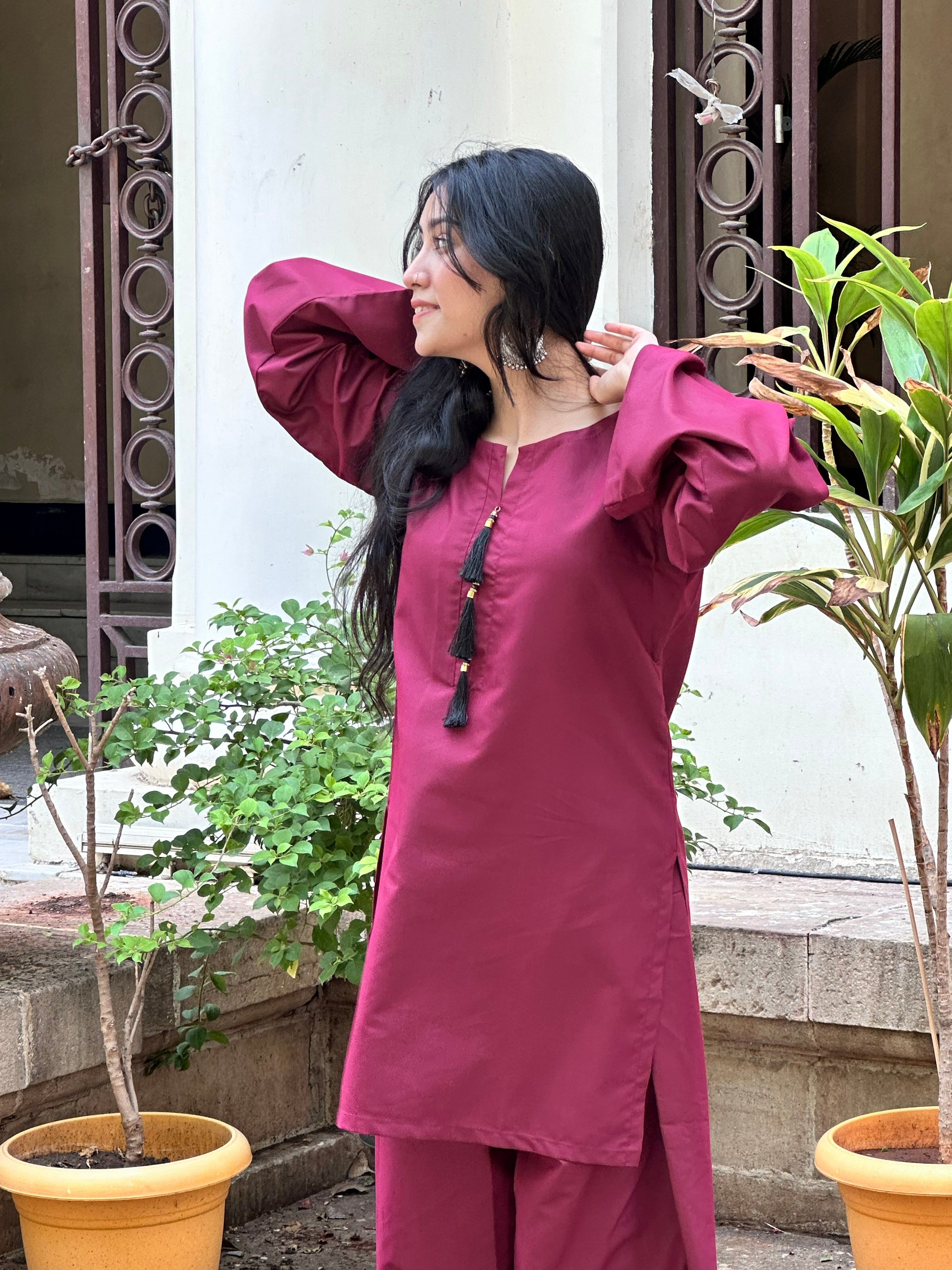 Vintage Wine Farsi Salwar Set