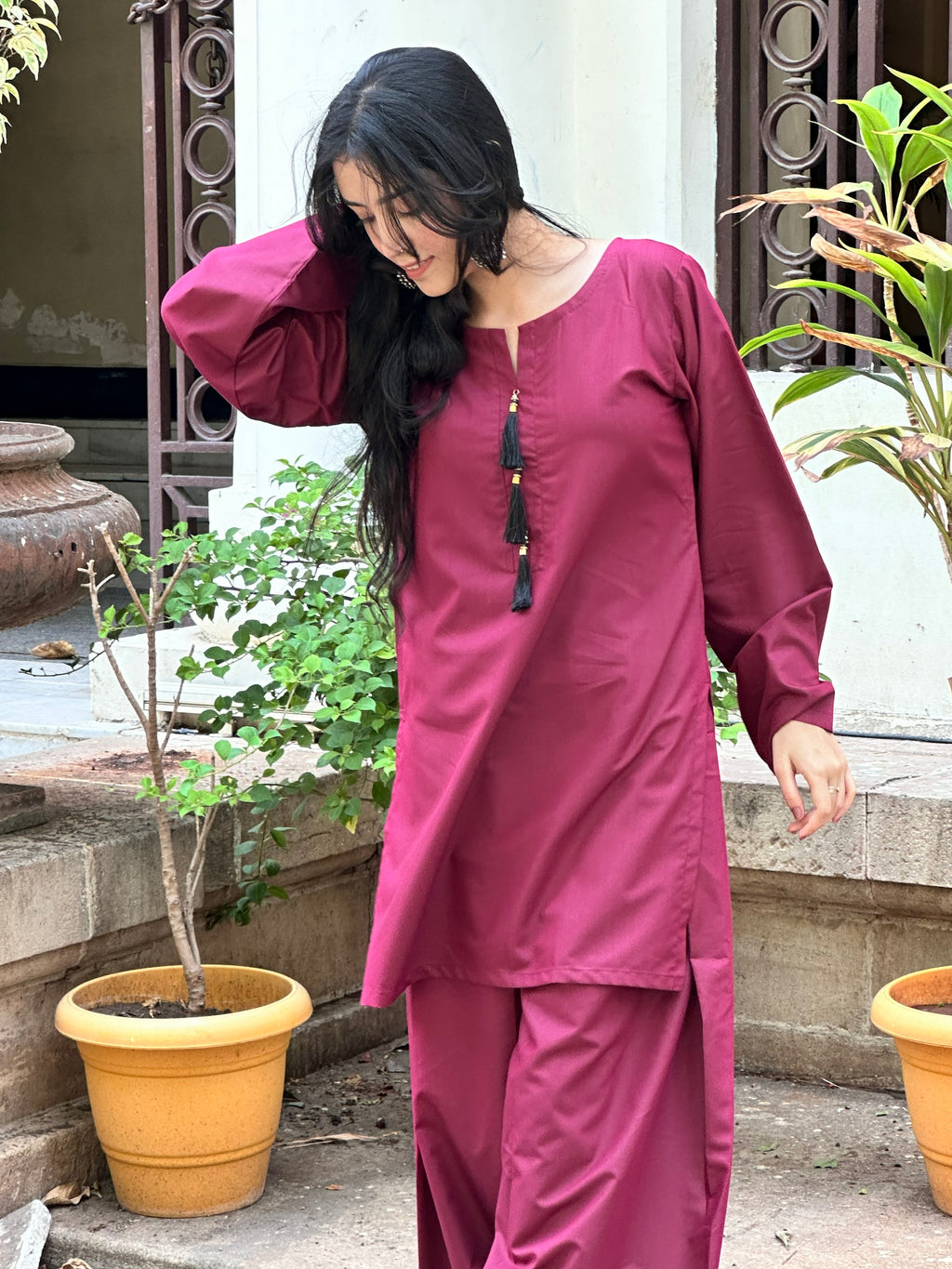 Vintage Wine Farsi Salwar Set