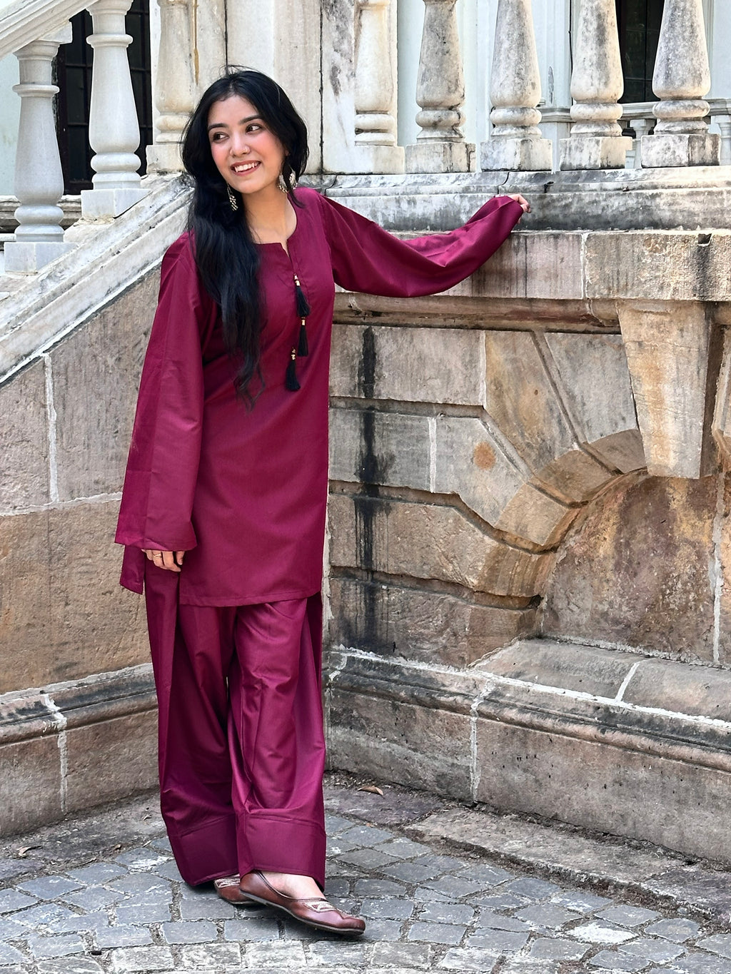 Vintage Wine Farsi Salwar Set