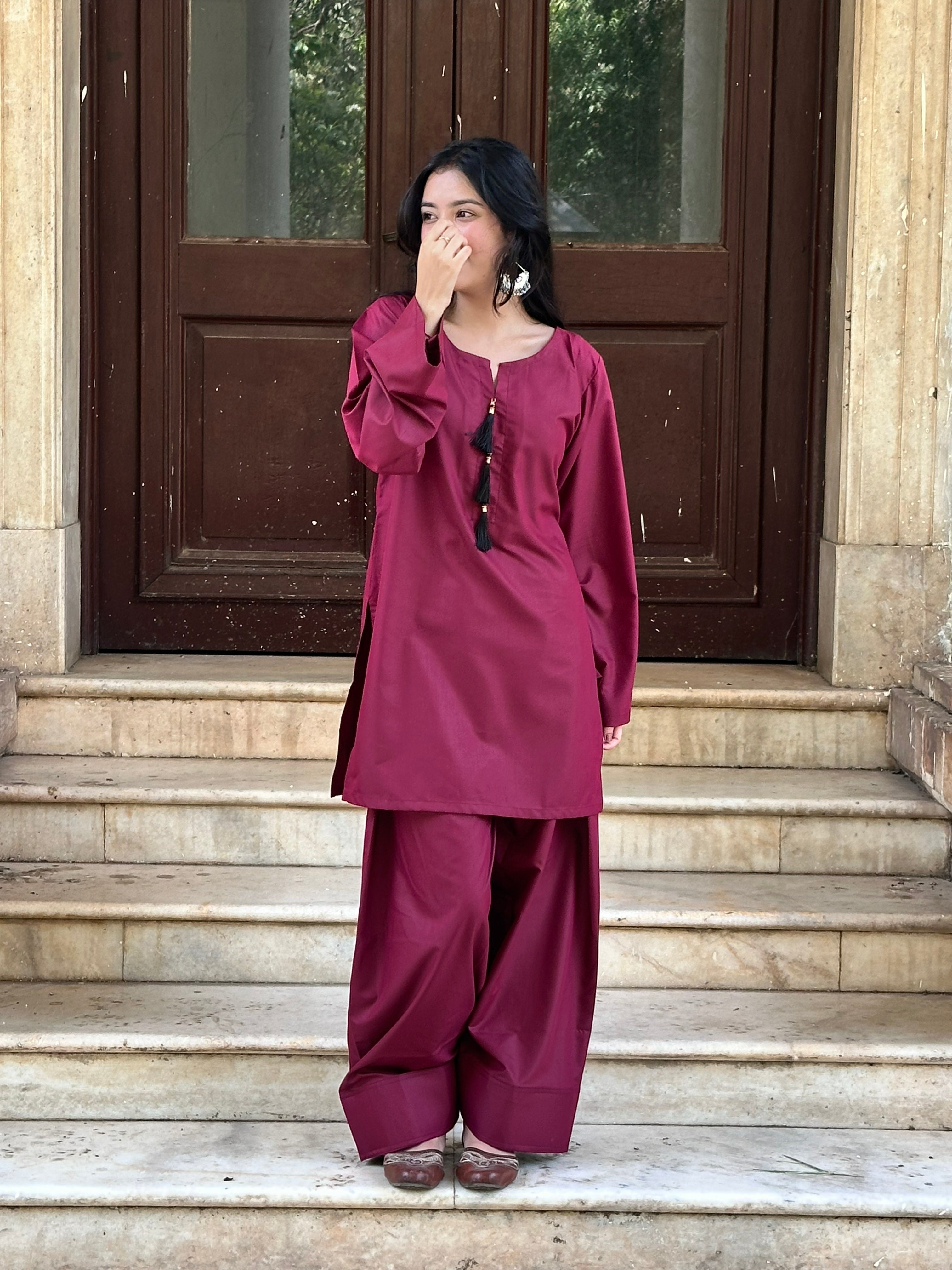 Vintage Wine Farsi Salwar Set