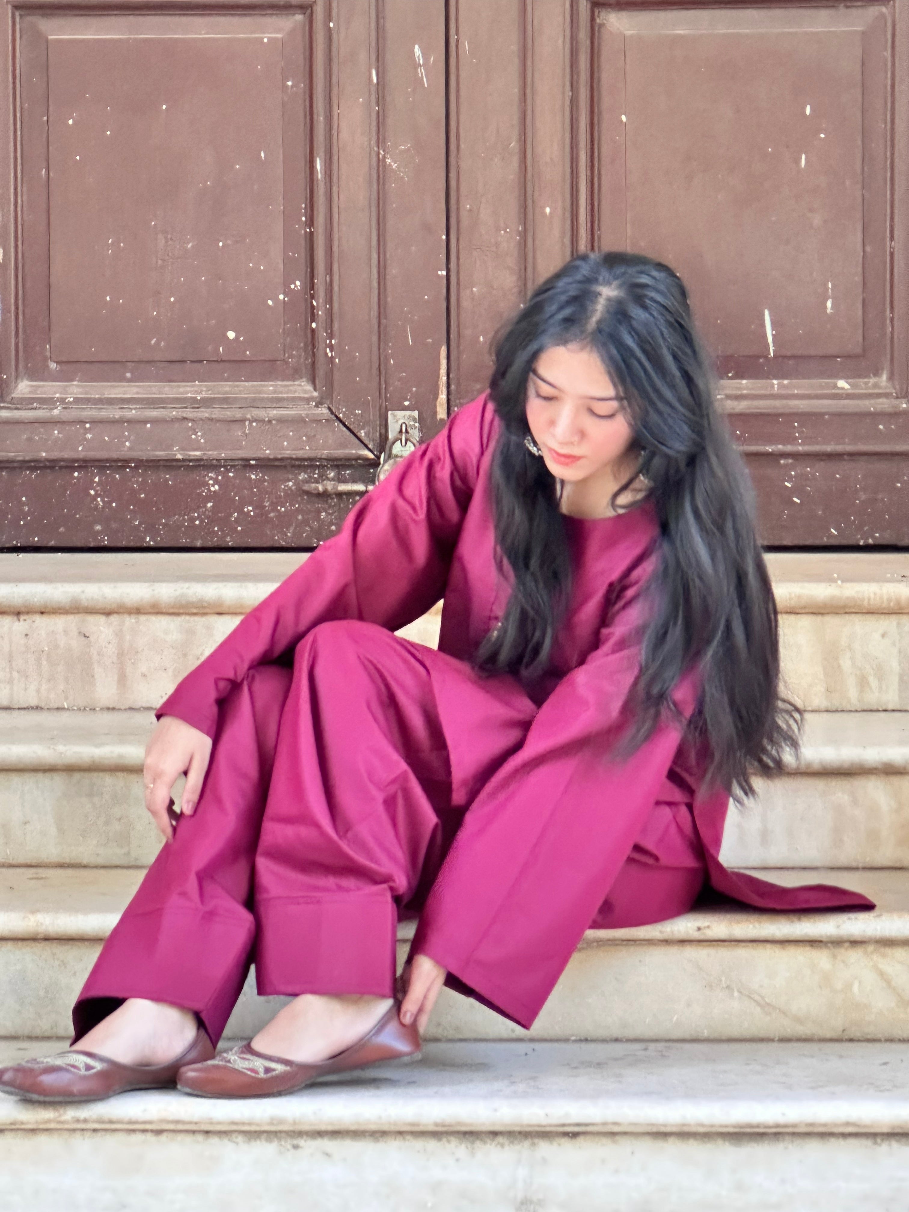 Vintage Wine Farsi Salwar Set