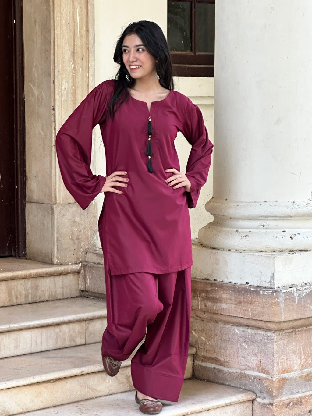 Vintage Wine Farsi Salwar Set