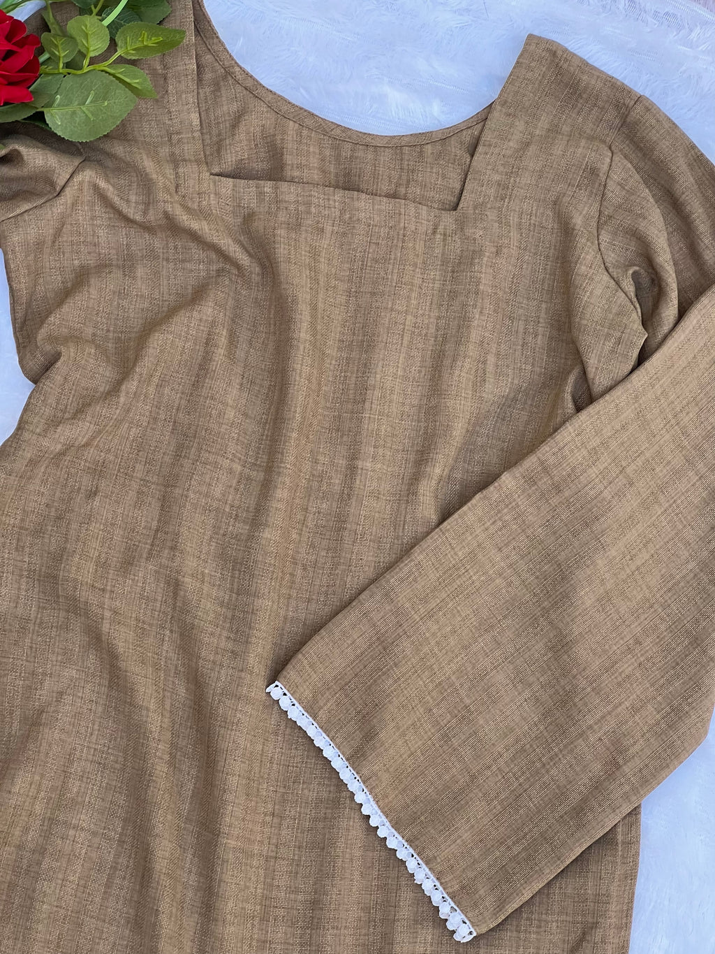 Woody Brown Corset Style Short Kurti